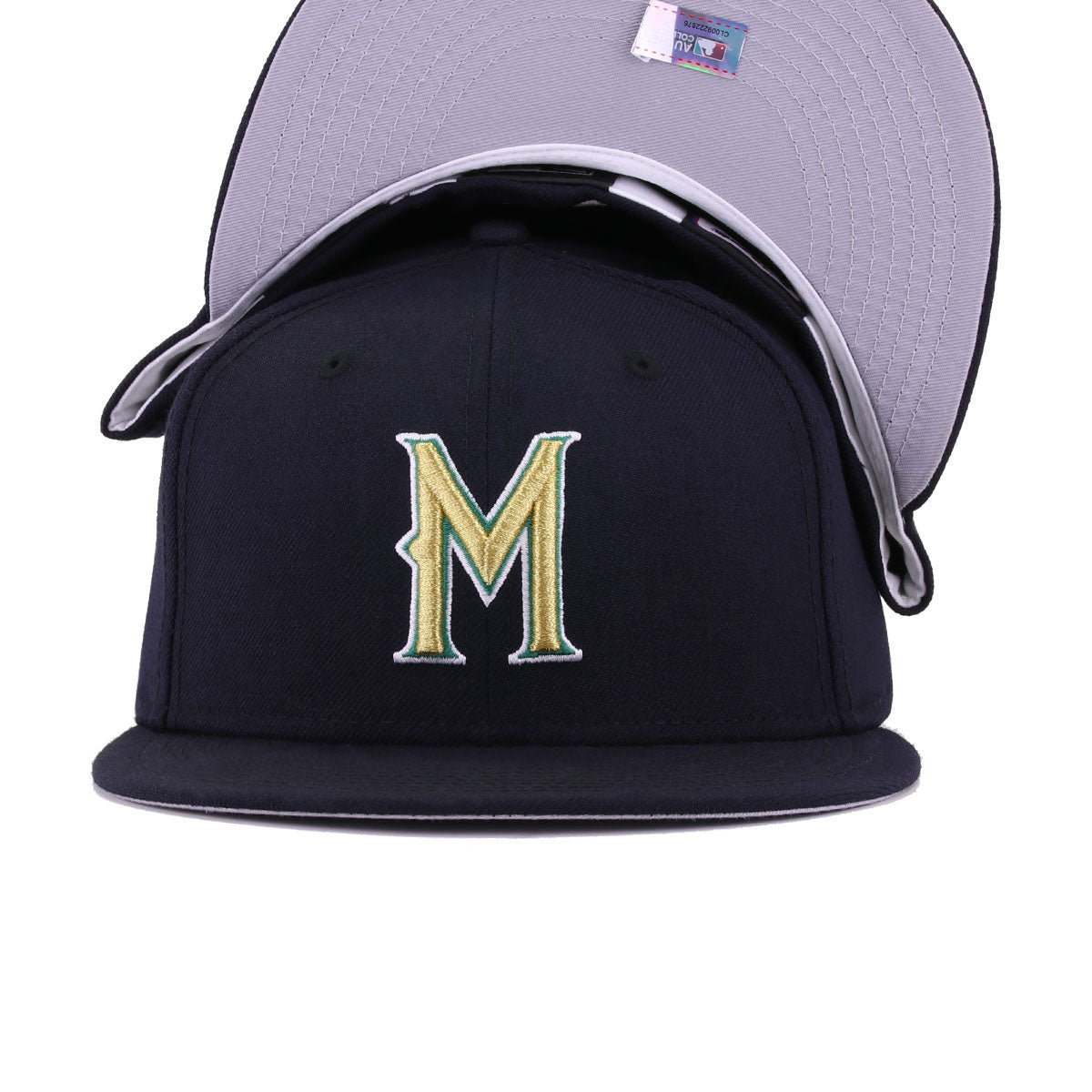 Milwaukee Brewers Navy Metallic Gold Cooperstown AC New Era 59Fifty Fitted