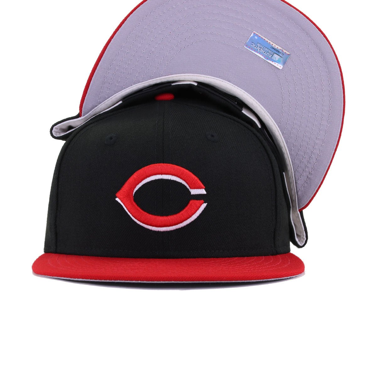 Cincinnati Reds Black Scarlet Cooperstown AC New Era 59Fifty Fitted