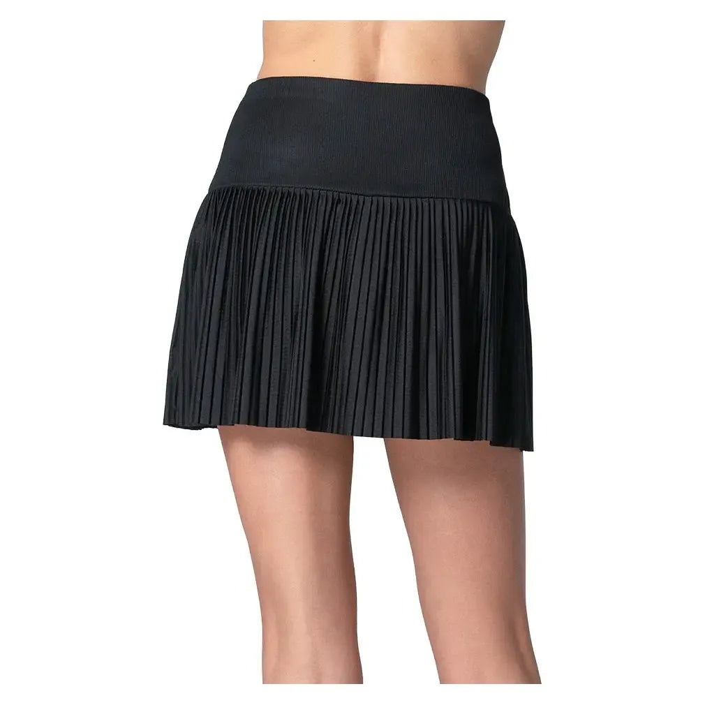 Women's Racer Rib Pleated Tennis Skort Black