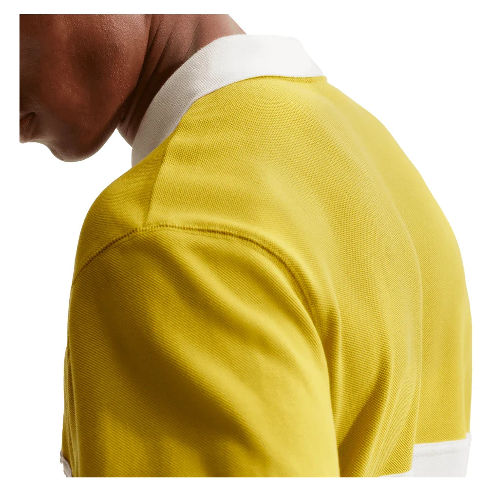 Men's Court Heritage Long Sleeve Tennis Polo Saffron Quartz and Sail