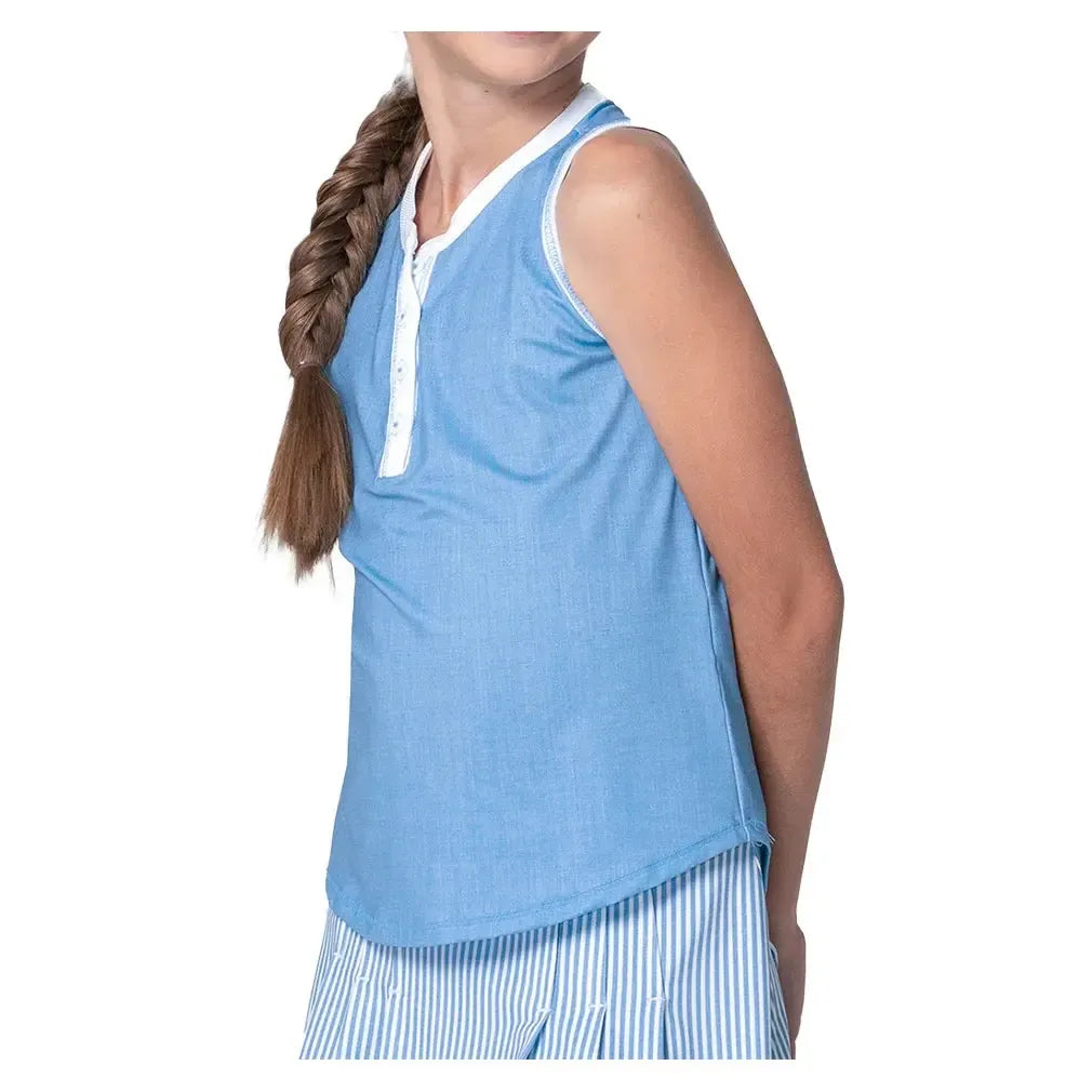 Girls' Linen Play Henley Tennis Tank Periwinkle