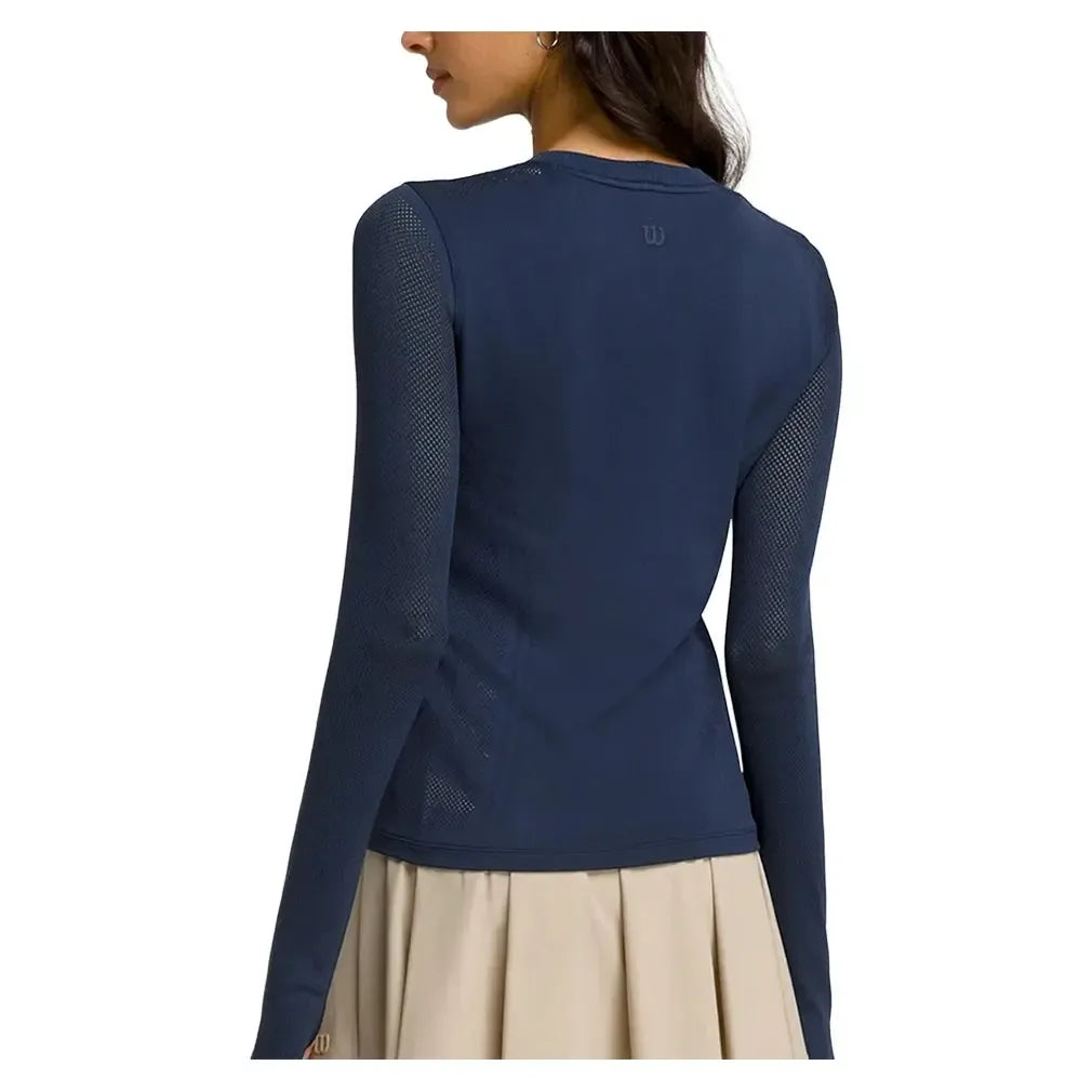 Women's Pro Seamless Long Sleeve Tennis Top Classic Navy