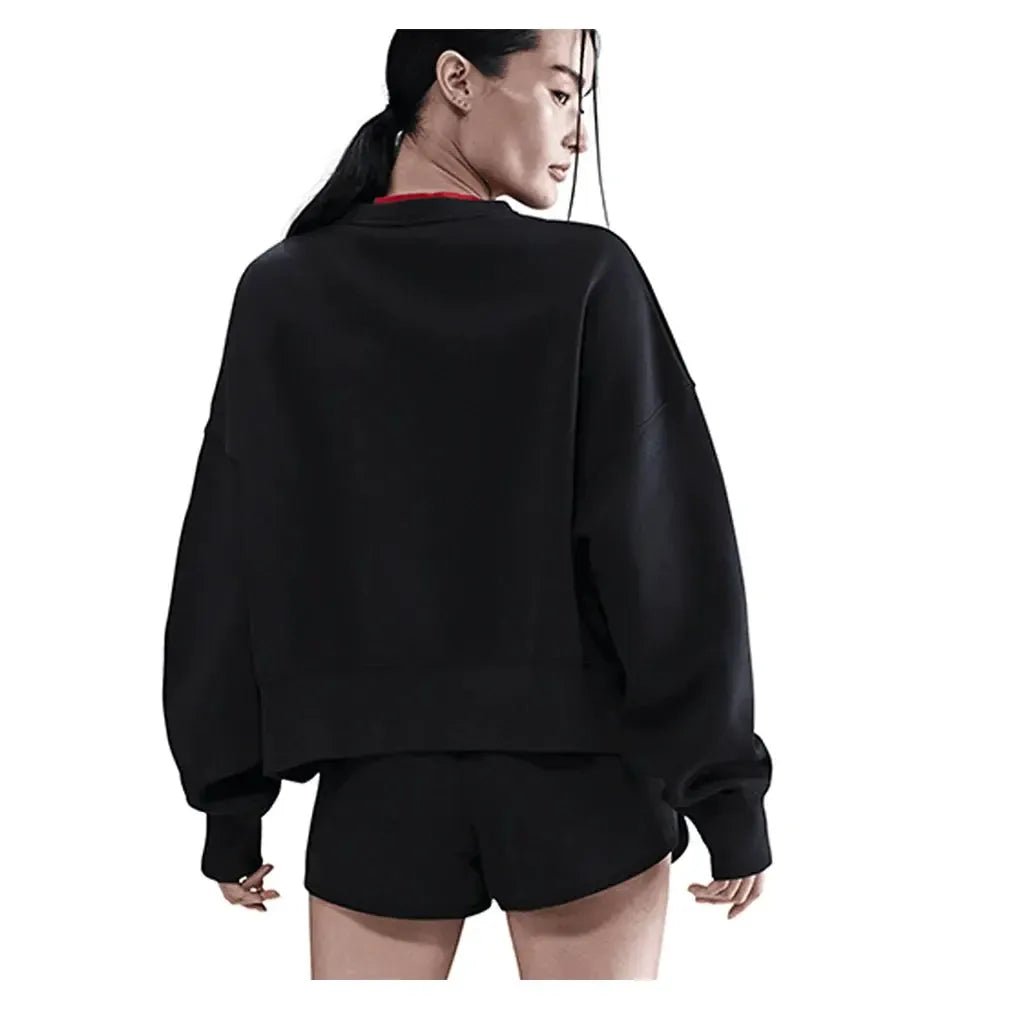 Women's Court Heritage Phoenix Fleece Oversized Long Sleeve Tennis Crew BlackTienda Tennis