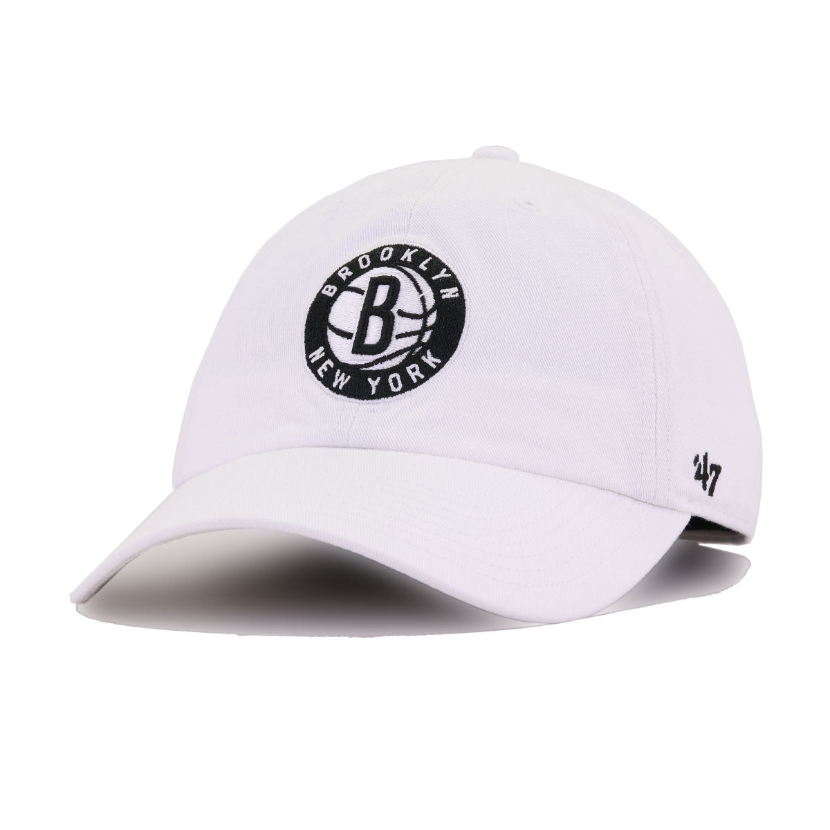 Brooklyn Nets White 47 Brand Clean Up Dad Hat