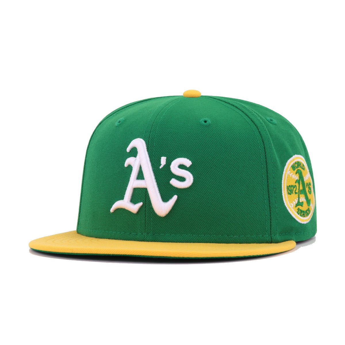 Oakland Athletics Kelly Green A Gold 1972 World Series Cooperstown Green Bottom New Era 59Fifty Fitted