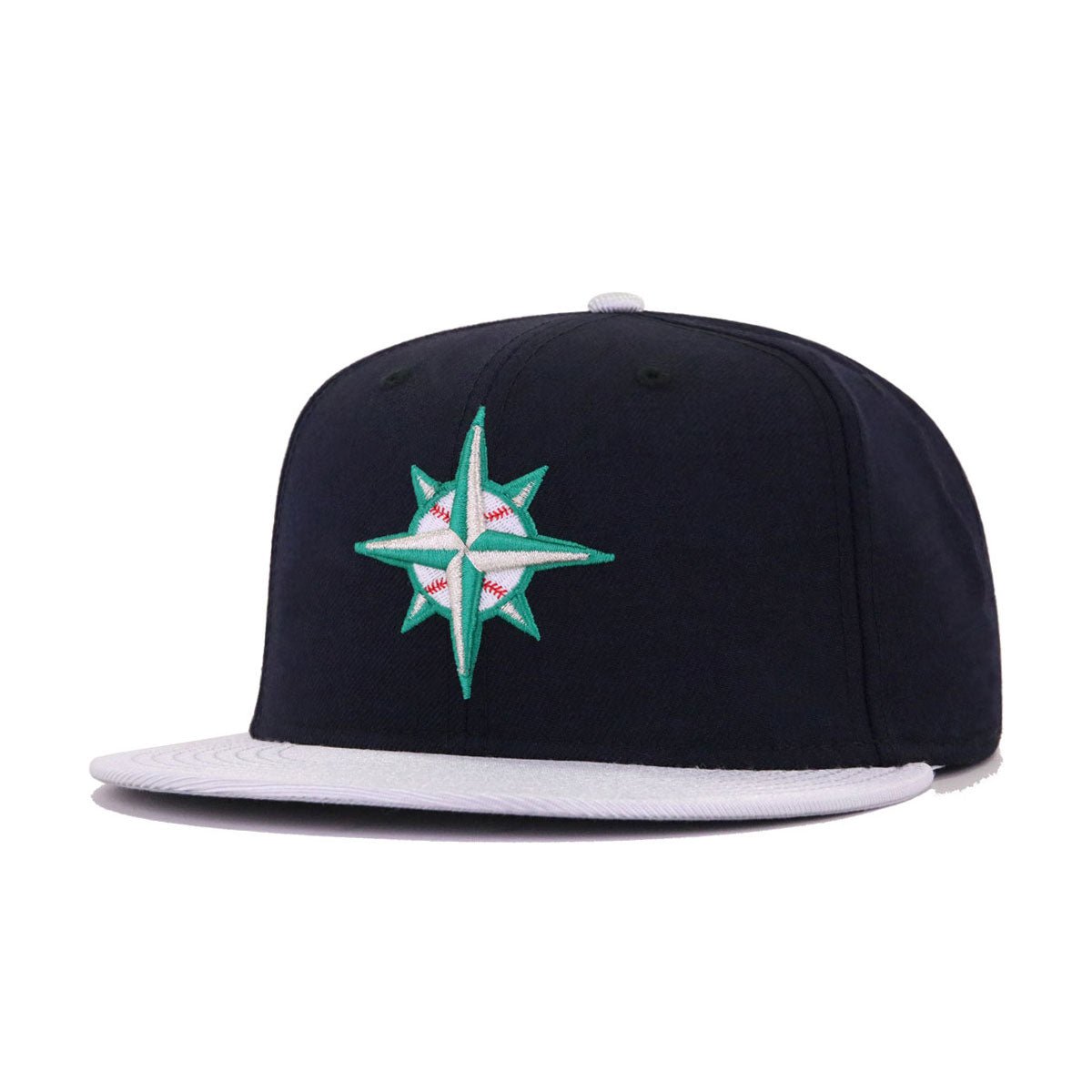 Seattle Mariners Navy Metallic Silver Cooperstown AC New Era 59Fifty Fitted