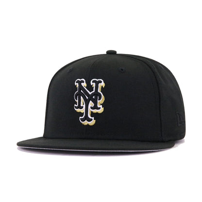 New York Mets Black Metallic Gold 25th Anniversary New Era 59Fifty Fitted