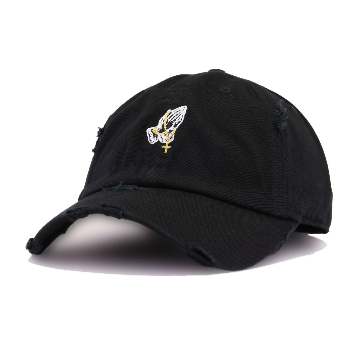 Distressed Praying Hands Black KBEthos Vintage Dad Hat