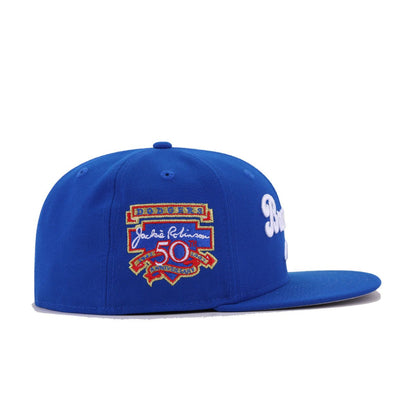 Brooklyn Dodgers Blue Azure Jackie Robinson 50th Anniversary New Era 59Fifty Fitted