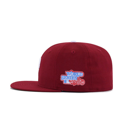 Philadelphia Phillies Cardinal Red 1980 World Series Cooperstown Green Bottom New Era 59Fifty Fitted