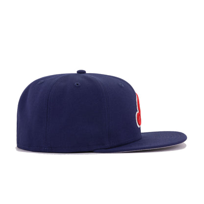 Cleveland Indians Light Navy Cooperstown AC New Era 59Fifty Fitted