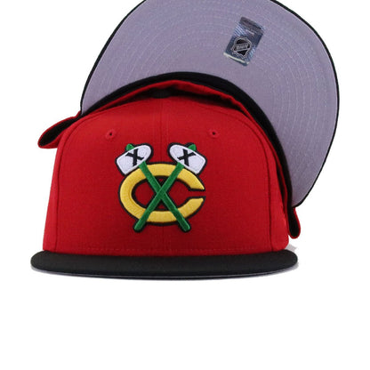 Chicago Blackhawks Scarlet Black New Era 59Fifty Fitted