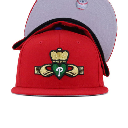Philadelphia Phillies Scarlet CLADDAGH New Era 59Fifty Fitted