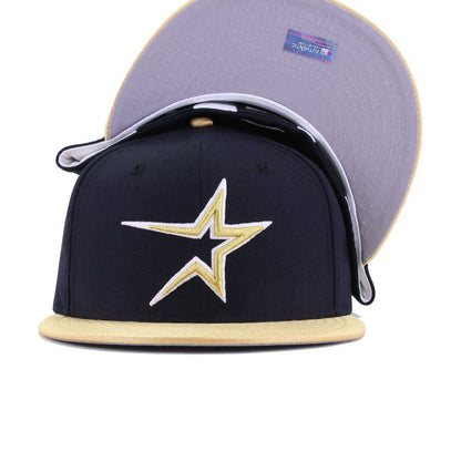 Houston Astros Navy Metallic Gold Cooperstown AC New Era 59Fifty Fitted