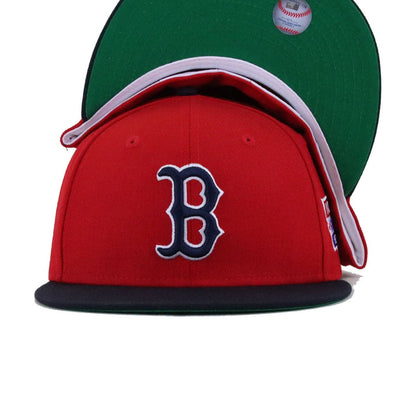 Boston Red Sox Scarlet Navy 1975 World Series Cooperstown Green Bottom New Era 59Fifty Fitted
