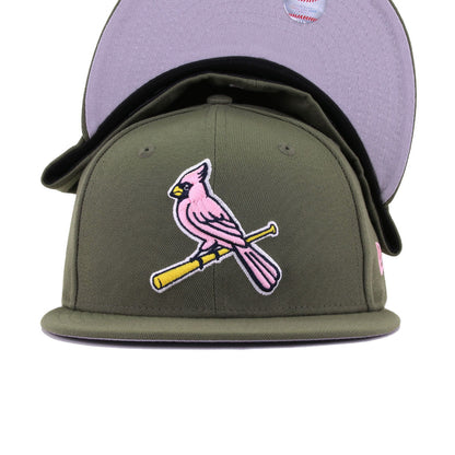 St Louis Cardinals New Olive Pink New Era 59Fifty Fitted