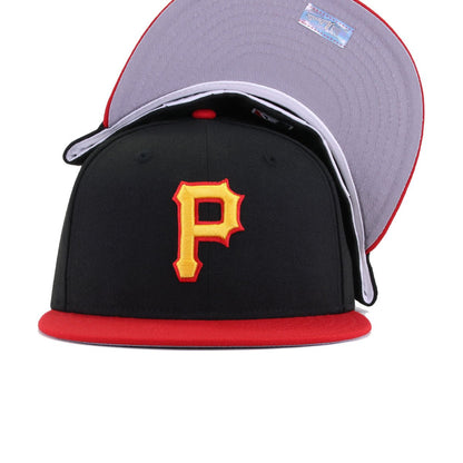 Pittsburgh Pirates Black Scarlet Cooperstown AC New Era 59Fifty Fitted