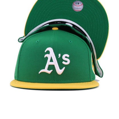 Oakland Athletics Kelly Green A Gold 1972 World Series Cooperstown Green Bottom New Era 59Fifty Fitted