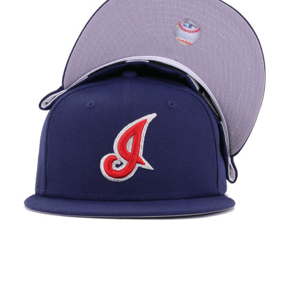 Cleveland Indians Light Navy Cooperstown AC New Era 59Fifty Fitted