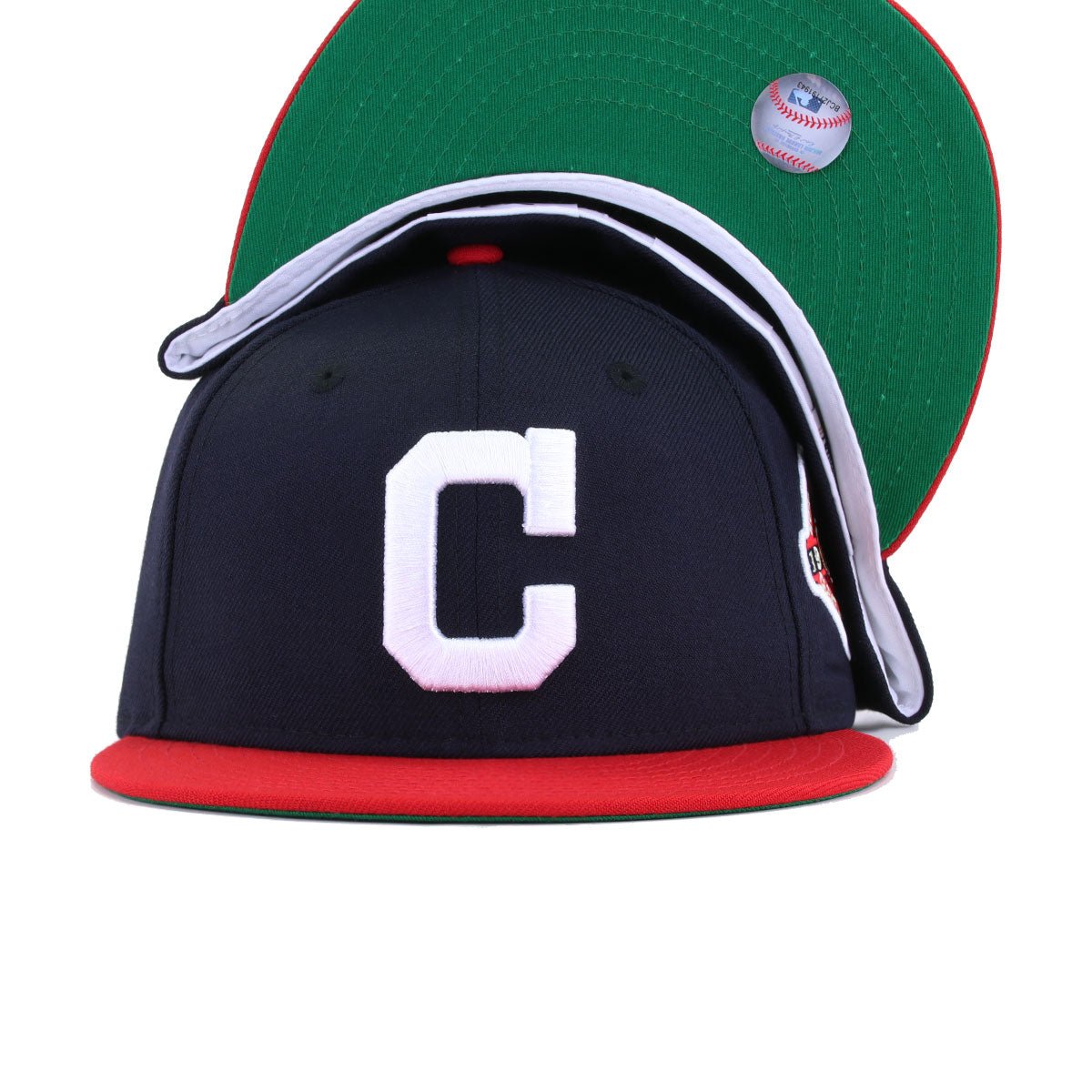 Cleveland Indians Navy Scarlet 1920 World Series Cooperstown Green Bottom New Era 59Fifty Fitted