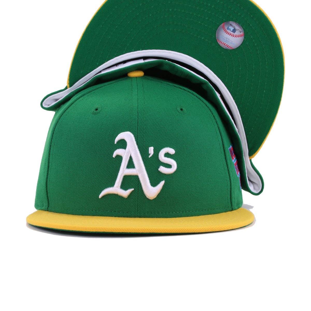 Oakland Athletics Kelly Green A Gold 1974 World Series Cooperstown Green Bottom New Era 59Fifty Fitted
