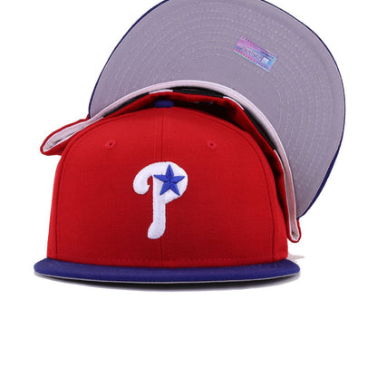 Philadelphia Phillies Scarlet Dark Royal Blue Cooperstown AC New Era 59Fifty Fitted