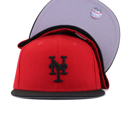 New York Mets Scarlet Black New Era 59Fifty Fitted