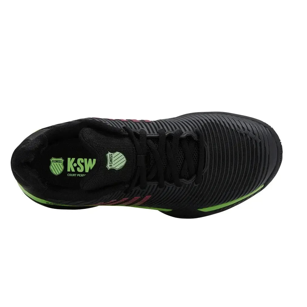 Men's Hypercourt Express 2 Tennis Shoes Black and Soft Neon Green