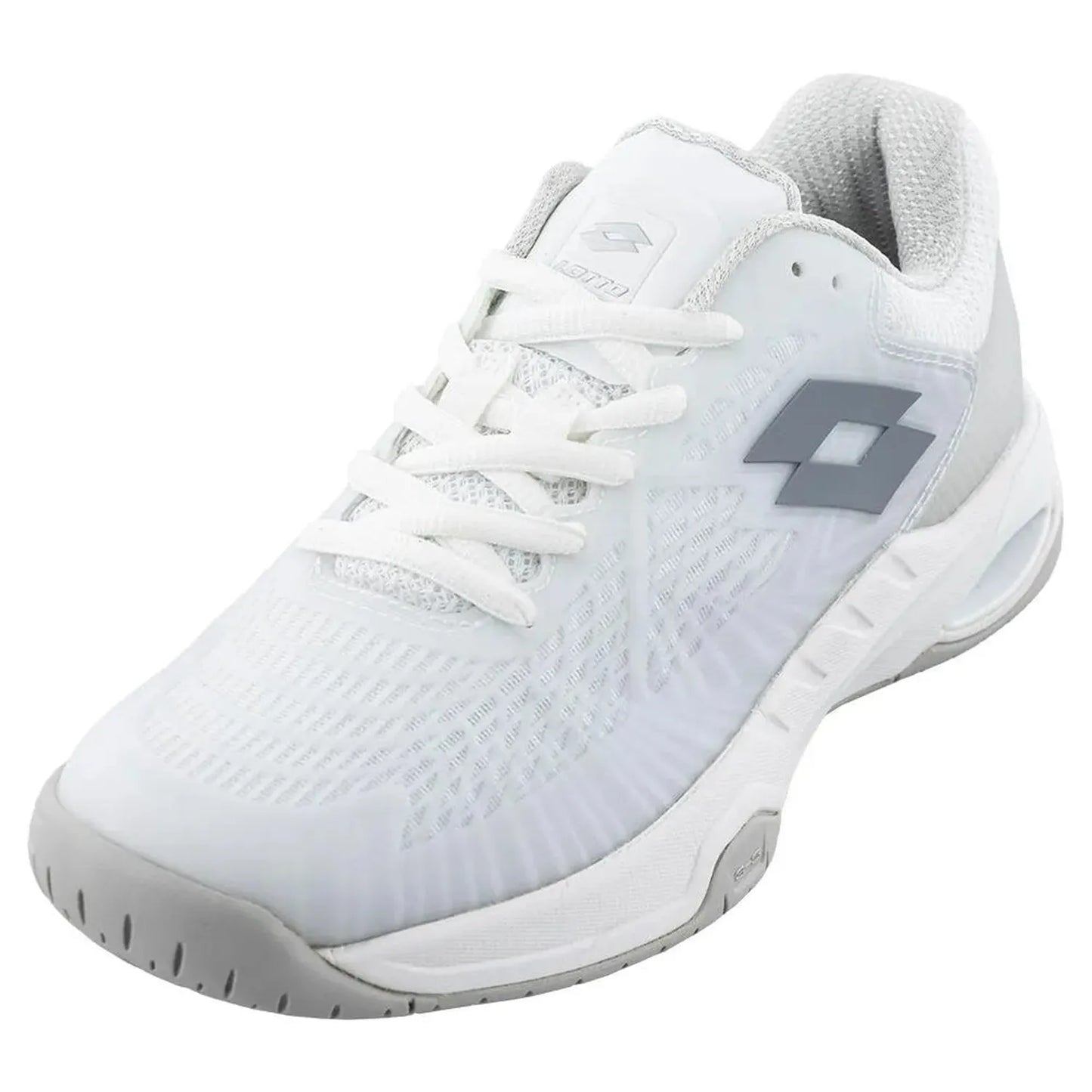 Women's Mirage 100 Speed Tennis Shoes All White and Cool Gray 9c-Footwear-Lotto-108476-DEFAULT-L-1-[Sku]-Tennis Express
