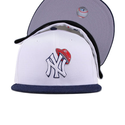 New York Yankees White Light Navy Denim New Era 59Fifty Fitted