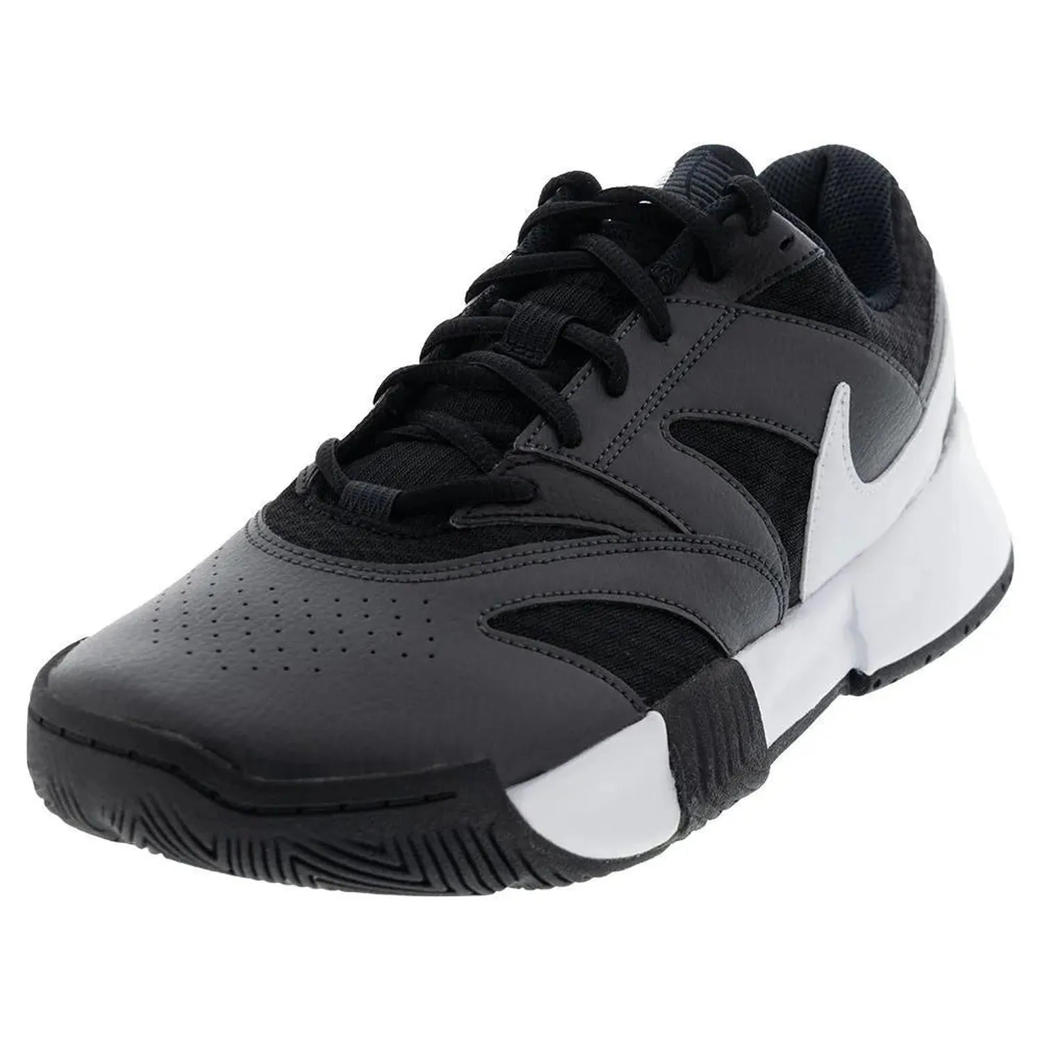 Juniors' Court Lite 4 Tennis Shoes Black and White-Footwear-Nike-110558-DEFAULT-L-Tennis Express