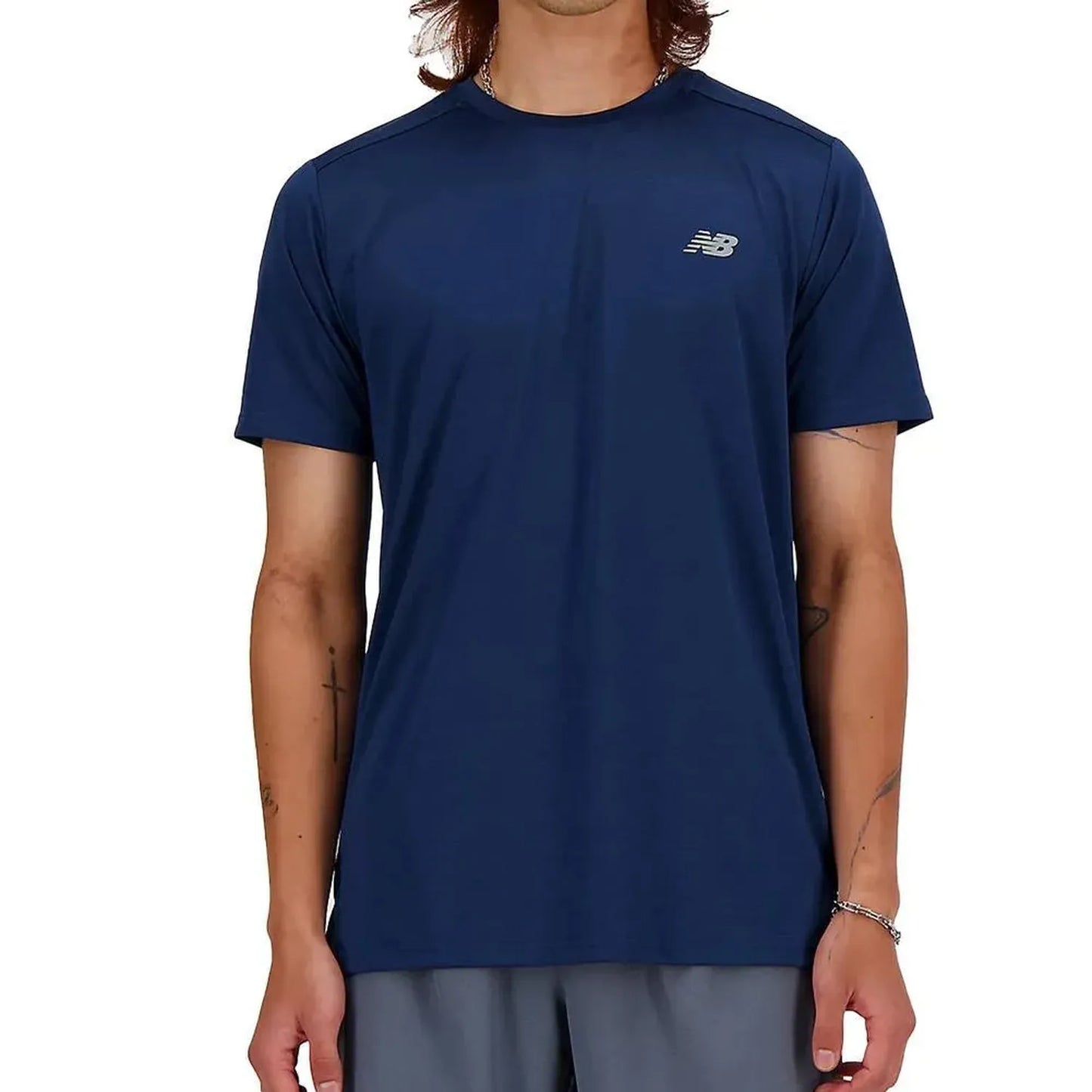 Men's SE Short Sleeve Tennis Top Navy-Apparel-New Balance-111236-DEFAULT-L-1-[Sku]-Tennis Express