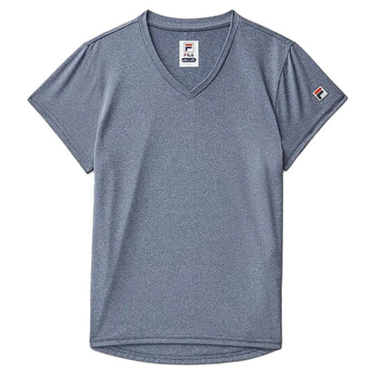 Girls Short Sleeve Performance Tennis Top-Apparel-Fila-113352-413_NAVY_HEATHER-L-Tennis Express