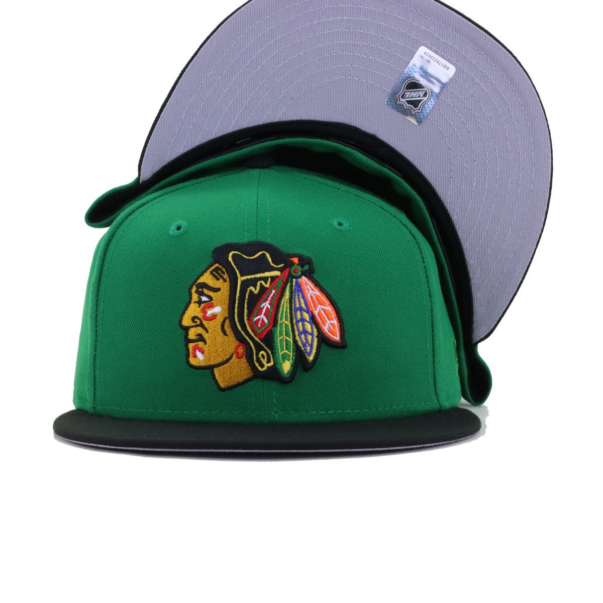 Chicago Blackhawks Kelly Green Black New Era 59Fifty Fitted