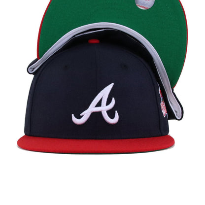 Atlanta Braves Navy Scarlet 1991 World Series Cooperstown Green Bottom New Era 59Fifty Fitted