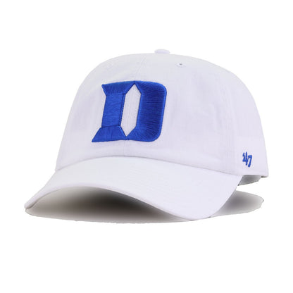 Duke University Blue Devils White 47 Brand Clean Up Dad Hat