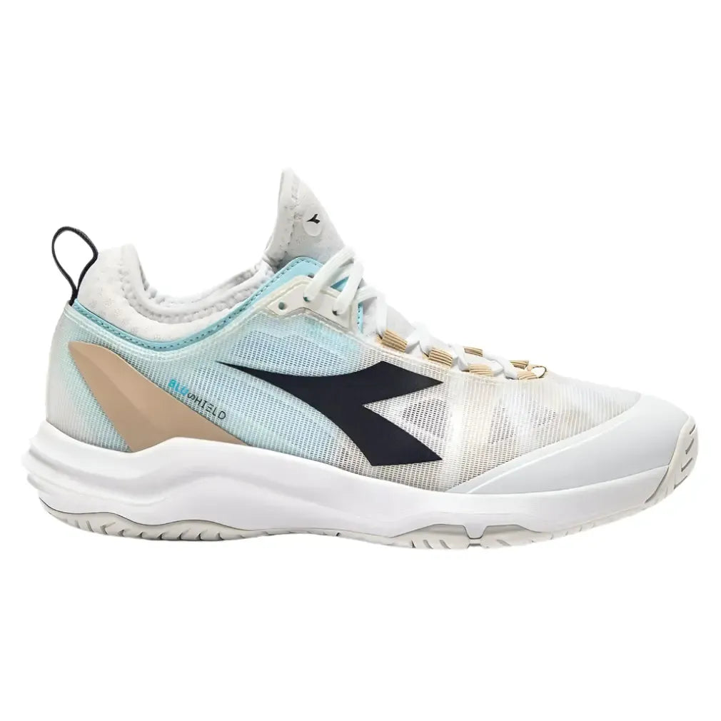 Women's Speed Blushield Fly 4 Tennis Shoes White and Blue Corsair