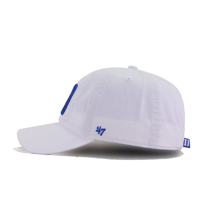 Duke University Blue Devils White 47 Brand Clean Up Dad Hat