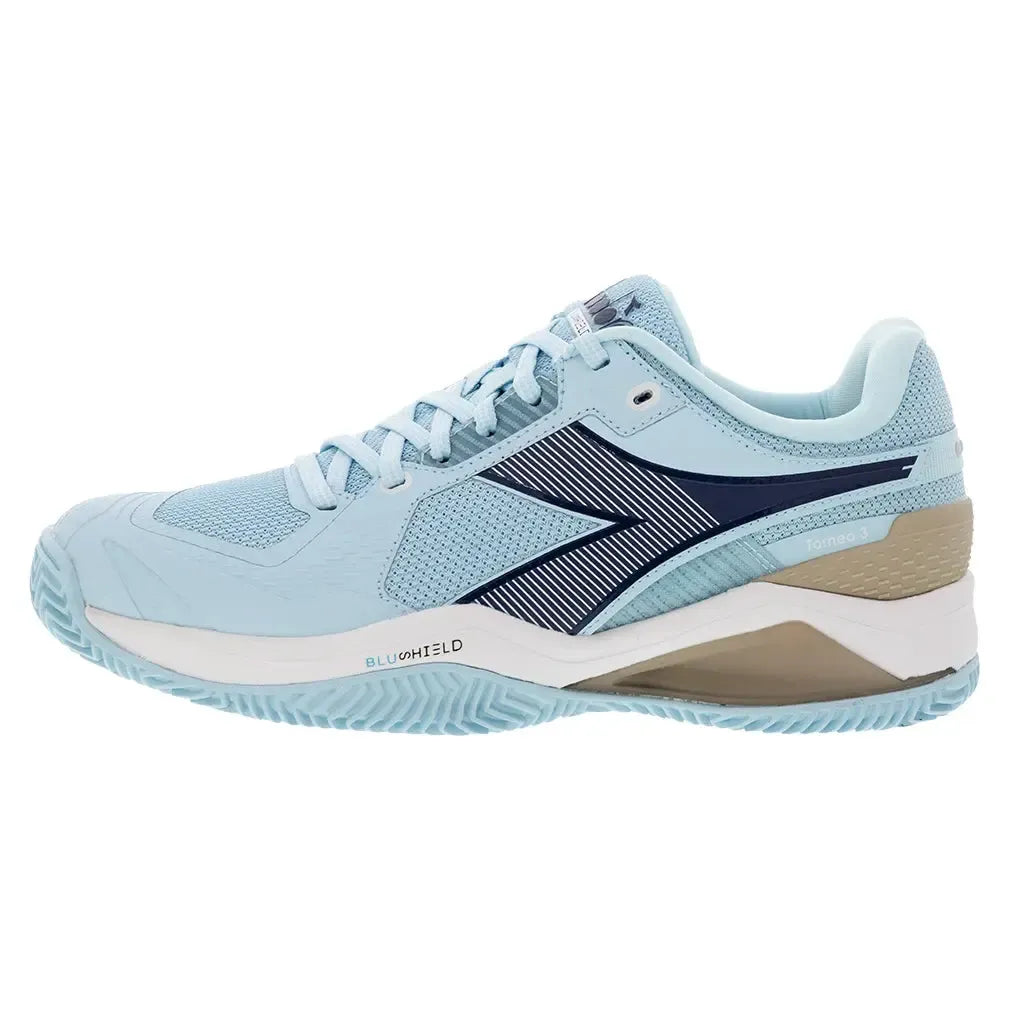 Women's Blushield Torneo 3 Clay Tennis Shoes Corydalis Blue and Black Iris
