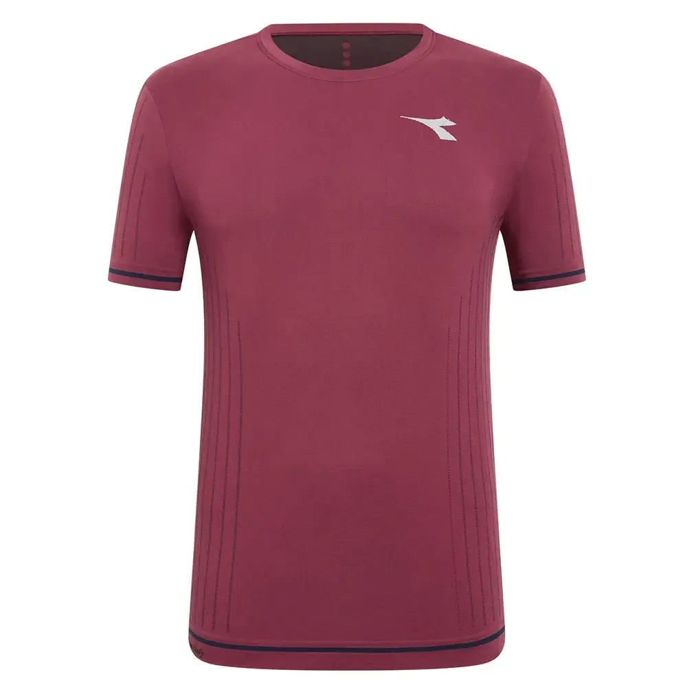 Men's Short Sleeve Icon Stratouno Tennis Top Maroon Banner