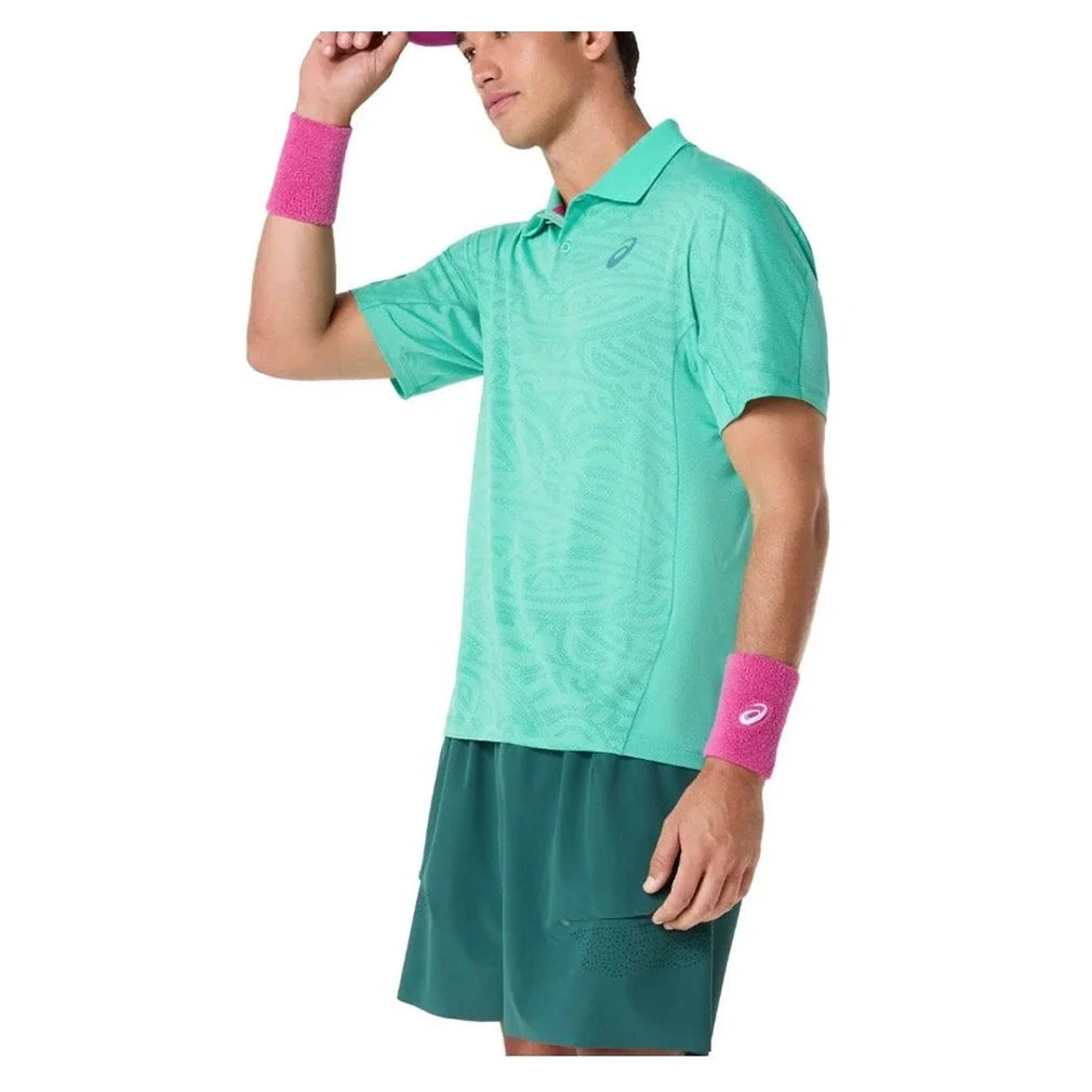 Men's Match Jacquard Short Sleeve Tennis Polo Aurora Green