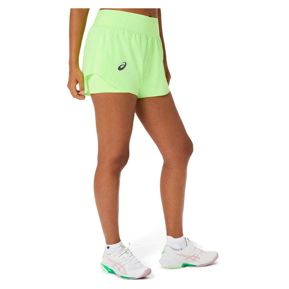 Women's Match Laser Cut Tennis Short Illuminate Green
