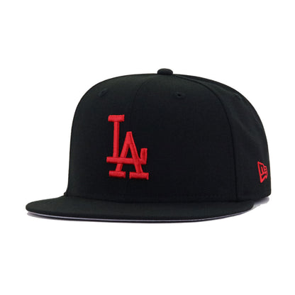 Los Angeles Dodgers Black Radiant Red Logo New Era 59Fifty Fitted