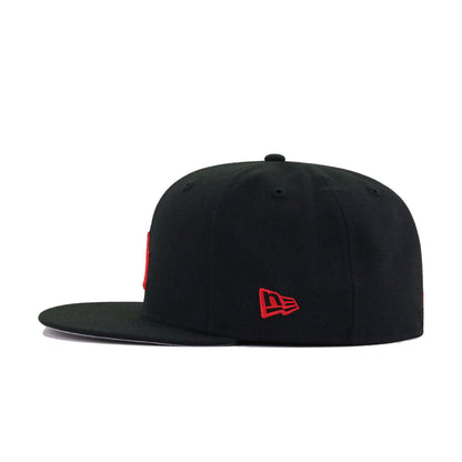 Los Angeles Dodgers Black Radiant Red Logo New Era 59Fifty Fitted