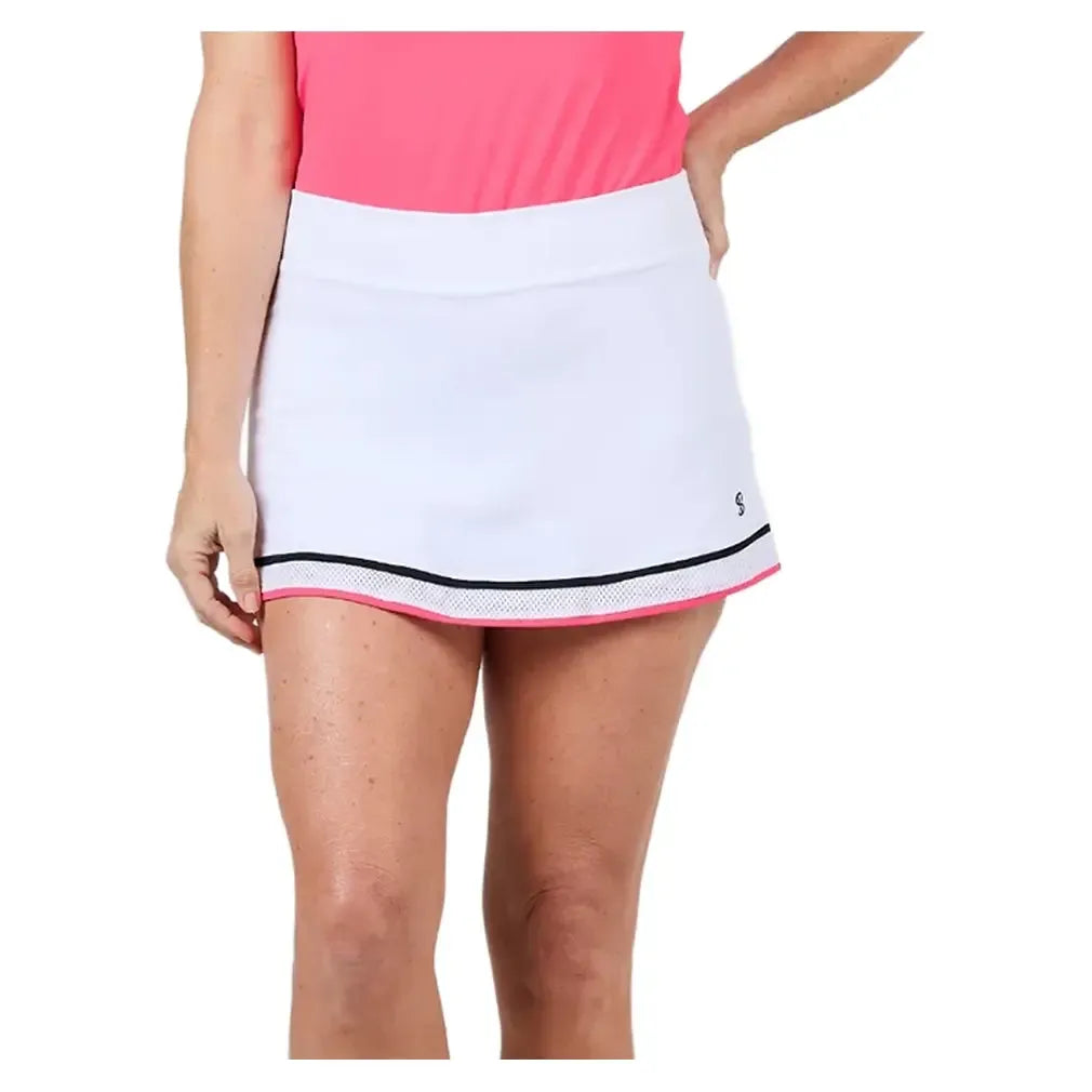 Women's 13 Inch Tennis Skort White-Apparel-Sofibella-2348AMR-WHTF25-Tennis Express