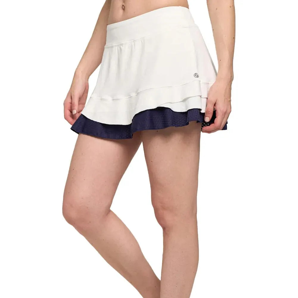 Women's Elite Distract 13 Inch Tennis Skort White and Eggplant-Apparel-Lija-24A-4707T4H24-Tennis Express