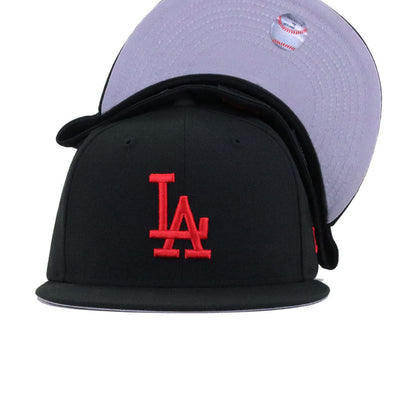 Los Angeles Dodgers Black Radiant Red Logo New Era 59Fifty Fitted