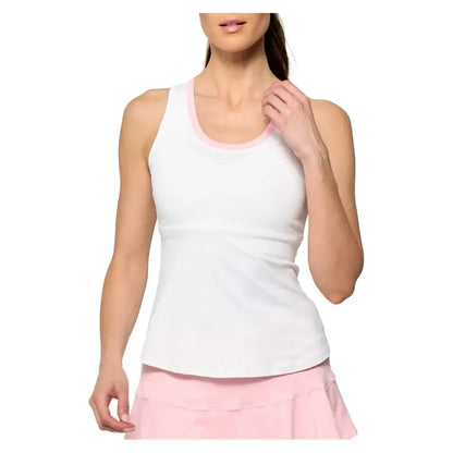 Women's Peek Tennis Tank White and Carnation-Apparel-Lija-25A-1976T3F25-Tennis Express
