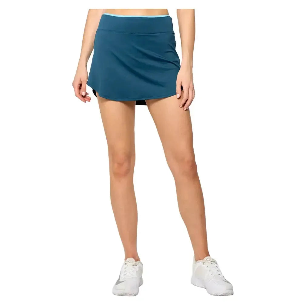 Women's Pop 13 Inch Tennis Skort Peacock and Tiffany Blue