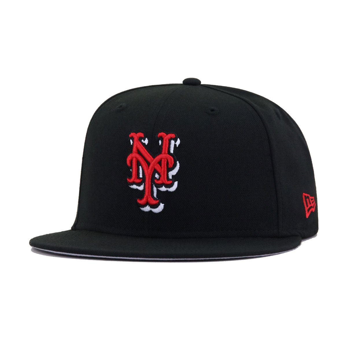 New York Mets Black Radiant Red Logo New Era 59Fifty Fitted